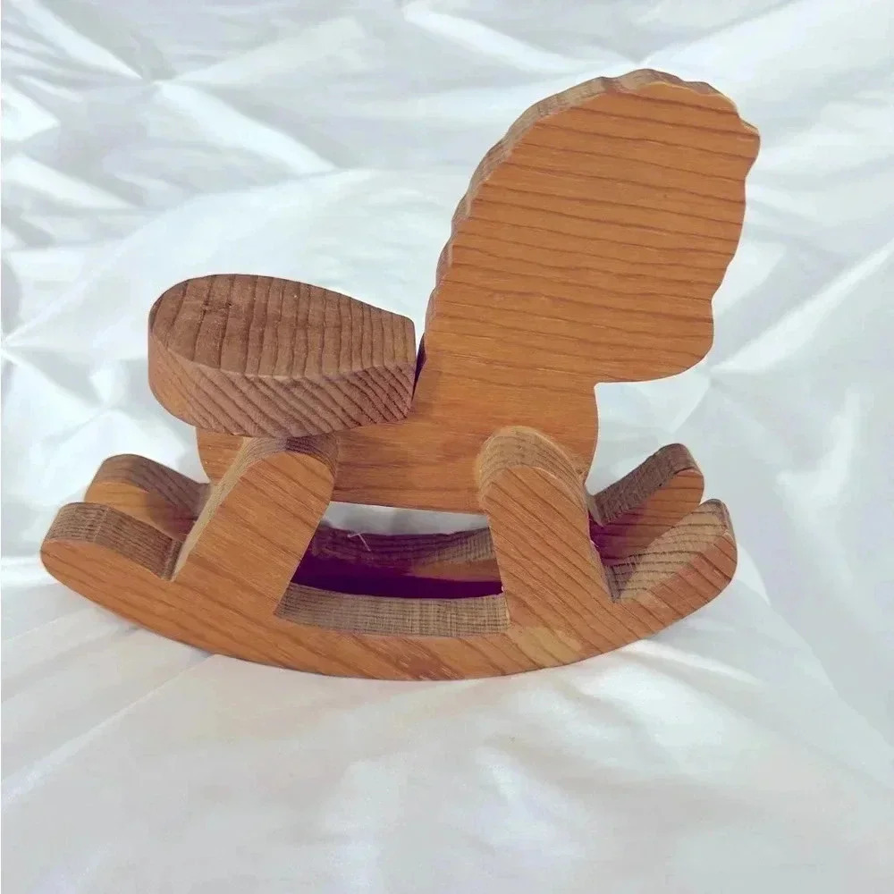 Vintage Handmade Wooden Rocking Horse Nursery Cottage Decor